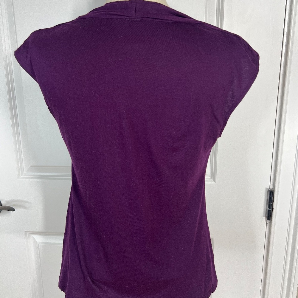 Ann Taylor, Size Large, Cowl neck, Cap Sleeve, Dark Purple - Picture 4 of 8